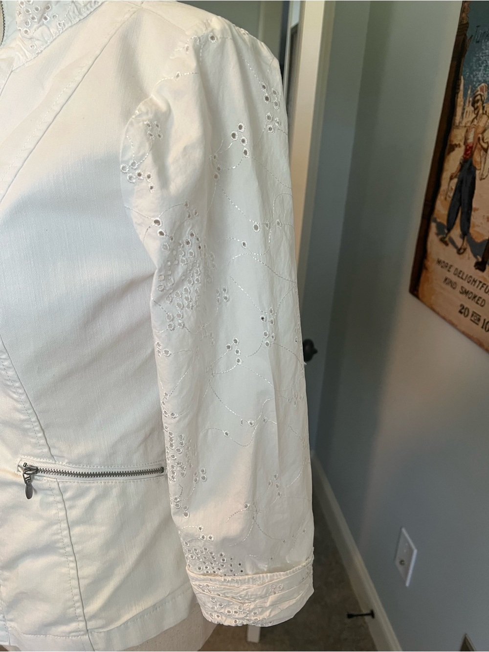 Live a Little White Eyelet-Trim Zip Jacket - Picture 3 of 8